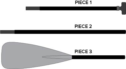 NRS Quest 3-piece Paddle Lengths (Metric)